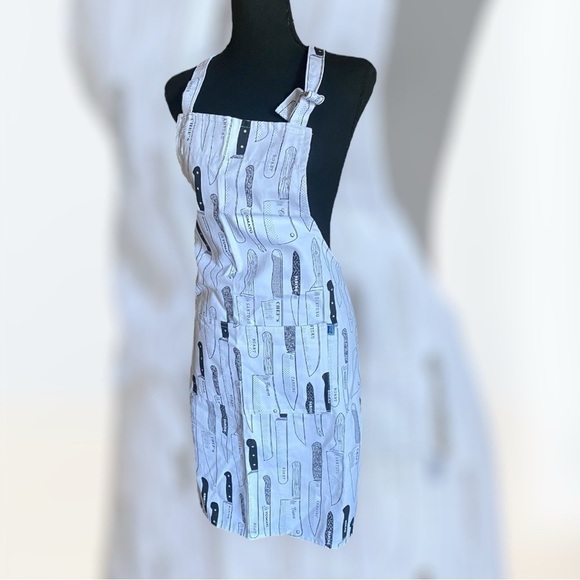 NOW DESIGNS Print Apron 27” x 32”L 29” Tie Black & White 100% Cotton NEW - Picture 9 of 14